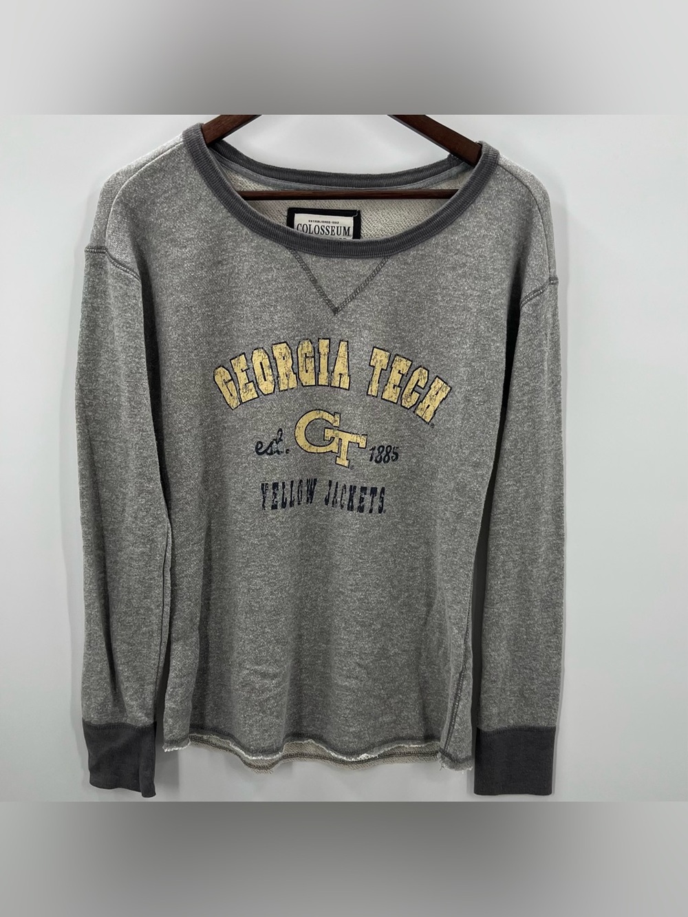 355 Colosseum XLarge Gray Georgia Tech Yellow Logo Crewneck Sweatshirt